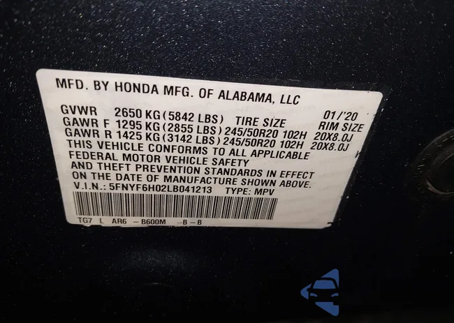 5FNYF6H02LB041213: 44514559