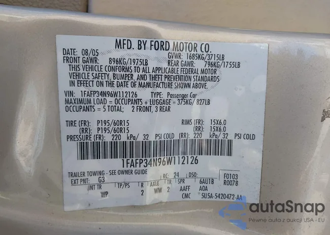 1FAFP34N96W112126: 44514586