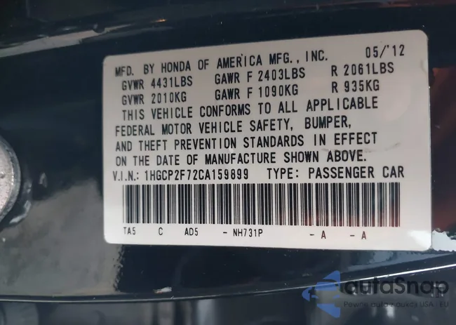 1HGCP2F72CA159899: 44515708