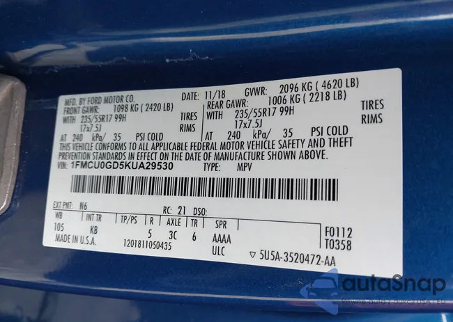 1FMCU0GD5KUA29530: 44515880