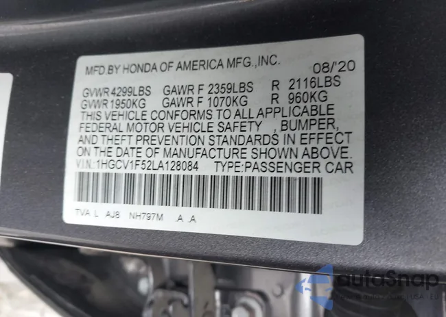 1HGCV1F52LA128084: 44515948