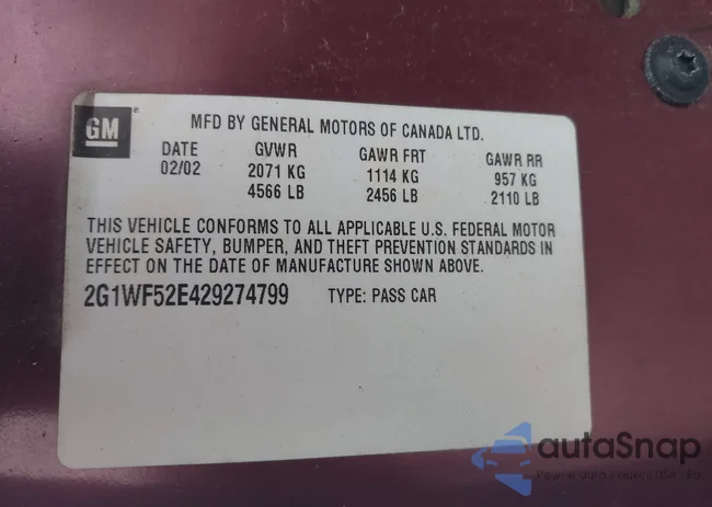 2G1WF52E429274799: 44516083