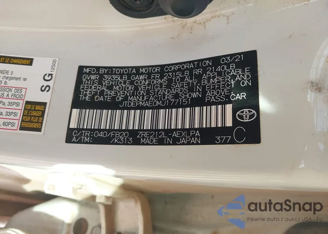 JTDEPMAE0MJ177151: 44516232