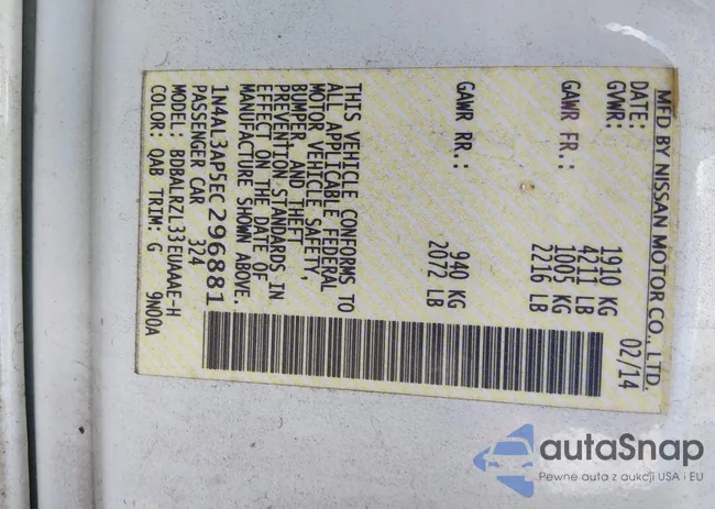 1N4AL3AP5EC296881: 44515245