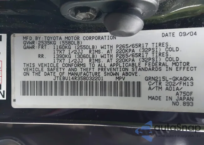 JTEBU14R358032201: 44515516