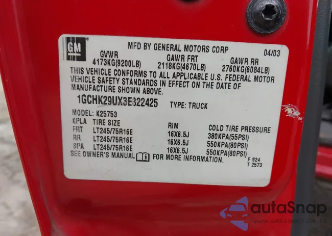 1GCHK29UX3E322425: 44515517