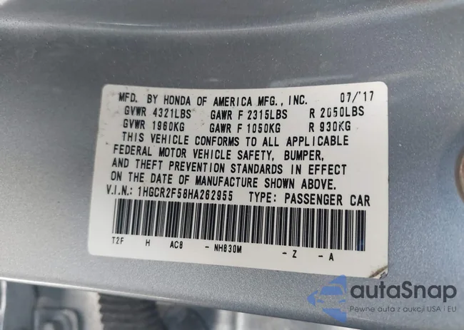 1HGCR2F58HA262955: 44515560