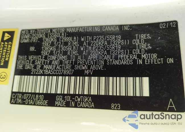 2T2ZK1BA5CC078907: 44516715