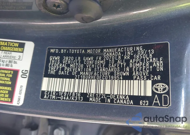 2T1BURHE0EC019954: 44516839