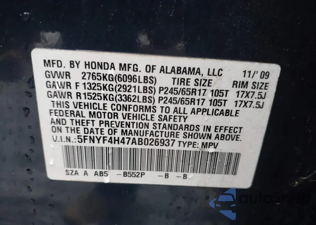 5FNYF4H47AB026937: 44516880