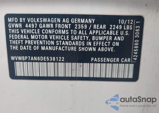 WVWBP7AN6DE538122: 44516936