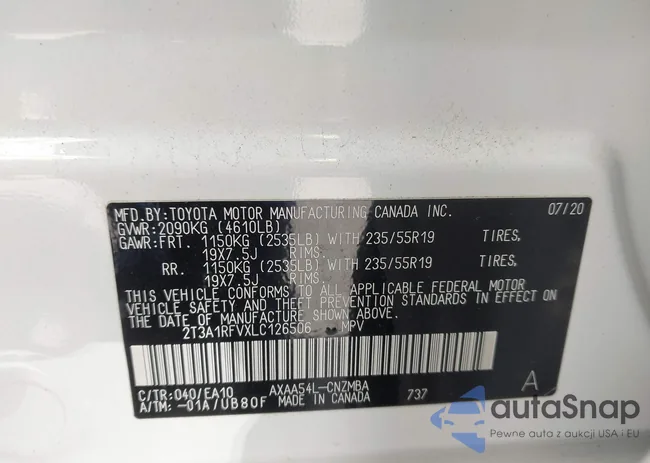 2T3A1RFVXLC126506: 44516969