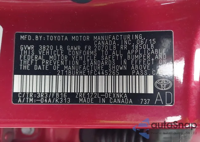 2T1BURHE1FC445265: 44516240