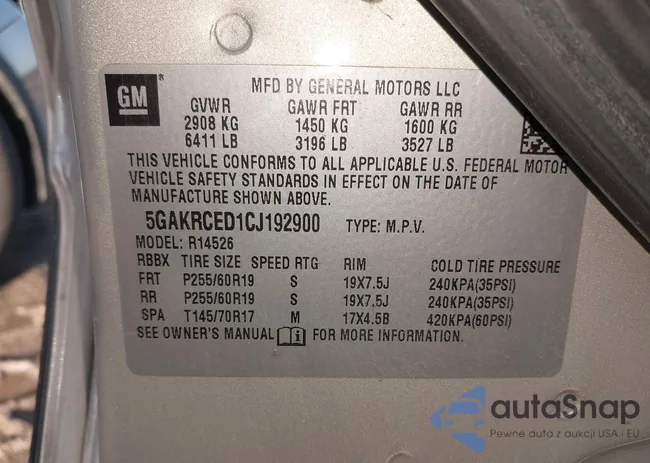 5GAKRCED1CJ192900: 44516373