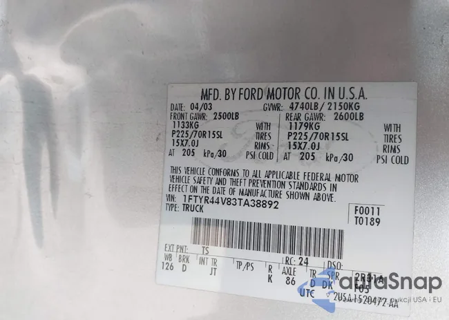 1FTYR44V83TA38892: 44516397