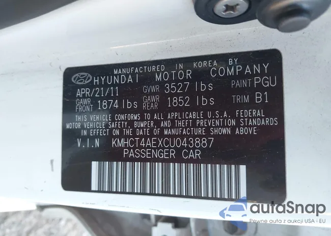 KMHCT4AEXCU043887: 44516460