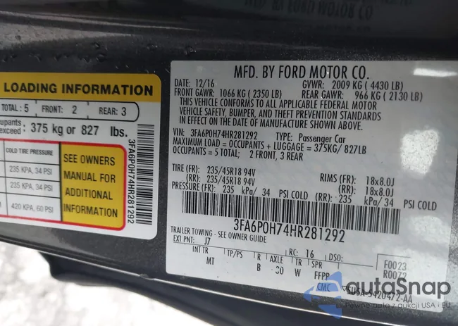 3FA6P0H74HR281292: 44516546