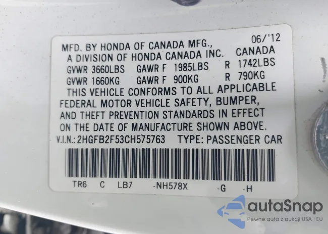 2HGFB2F53CH575763: 44516566