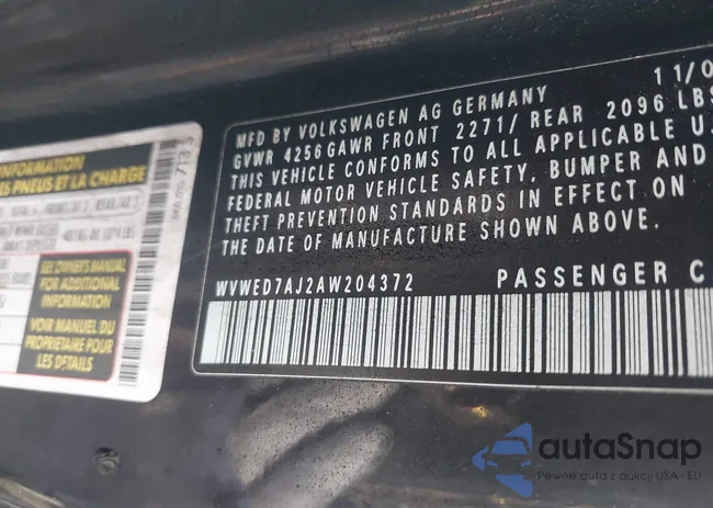 WVWED7AJ2AW204372: 44516570