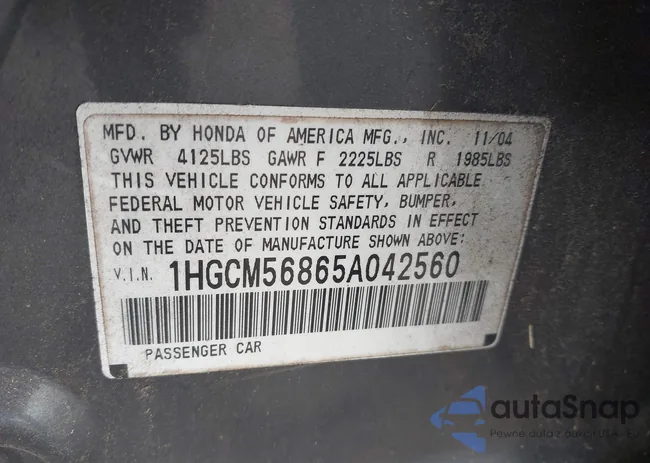 1HGCM56865A042560: 44517855