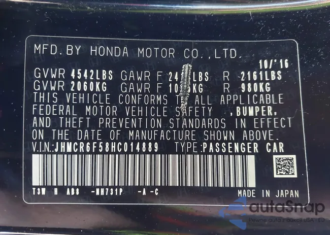 JHMCR6F58HC014889: 44518014