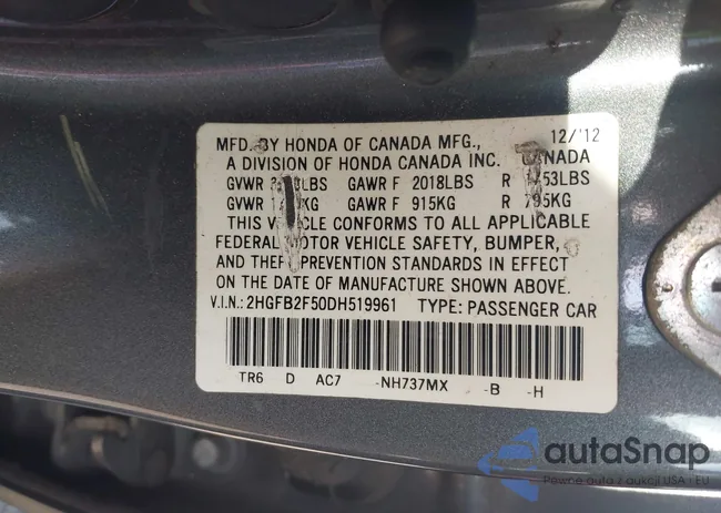 2HGFB2F50DH519961: 44518199