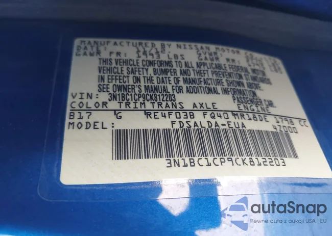 3N1BC1CP9CK812203: 44517420