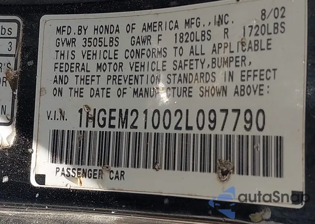 1HGEM21002L097790: 44518846