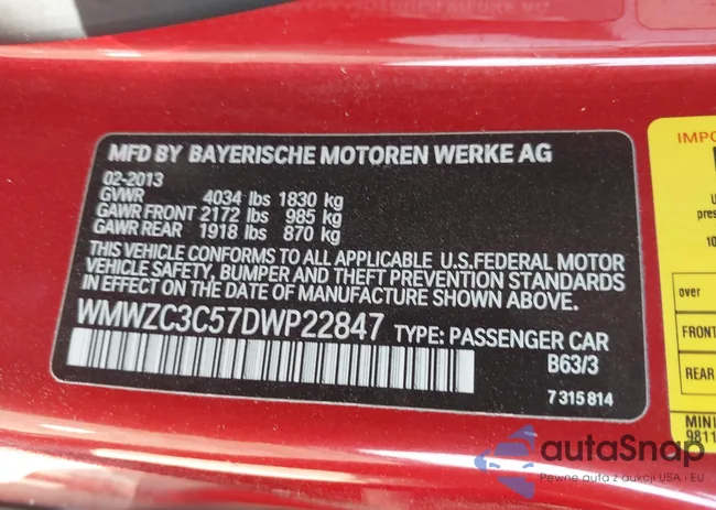 WMWZC3C57DWP22847: 44518999