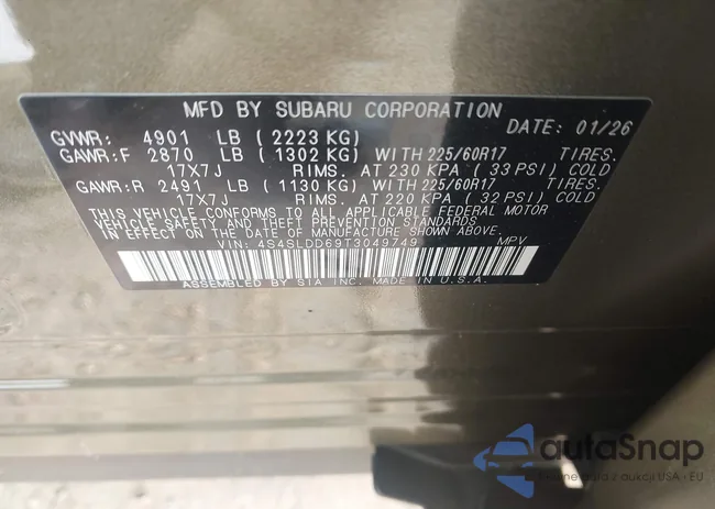 4S4SLDD69T3049749: 44519105