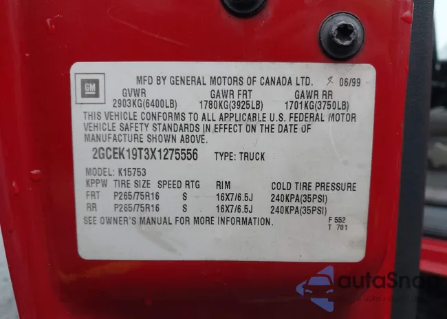 2GCEK19T3X1275556: 44518600