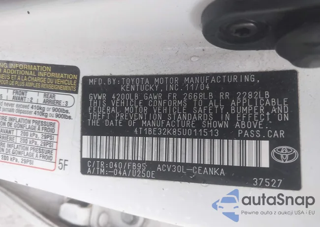 4T1BE32K85U011513: 44519953