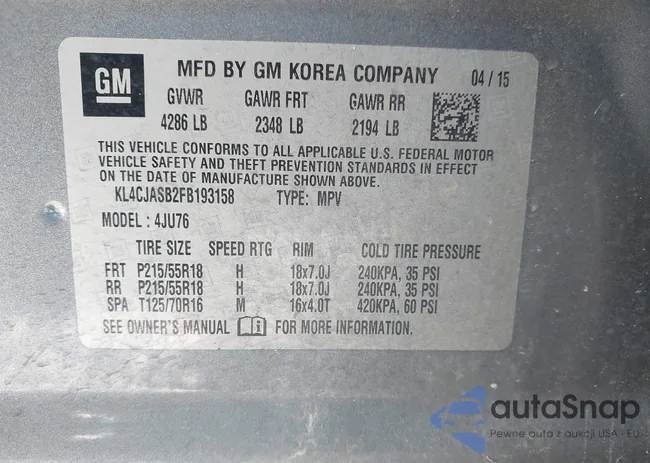 KL4CJASB2FB193158: 44520229