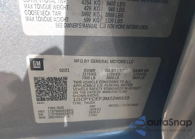 1GCPYCEF3MZ246533: 44519253