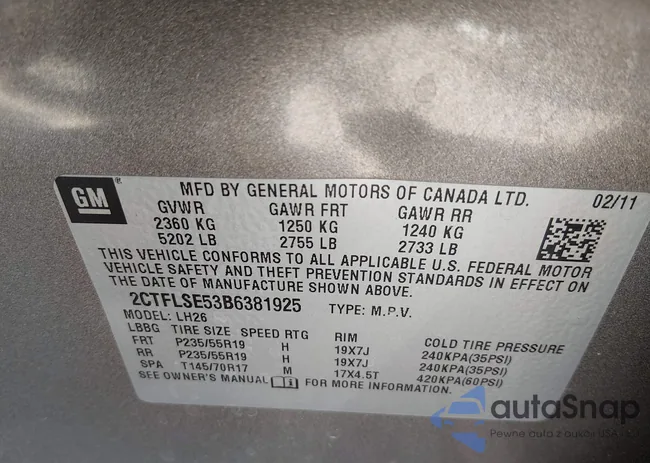 2CTFLSE53B6381925: 44519322