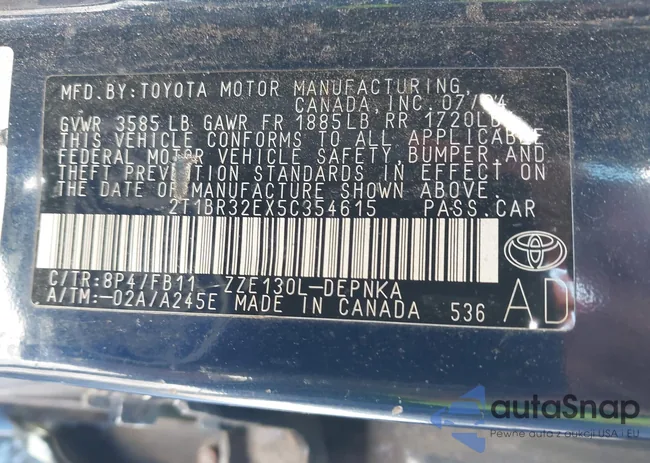 2T1BR32EX5C354615: 44519388