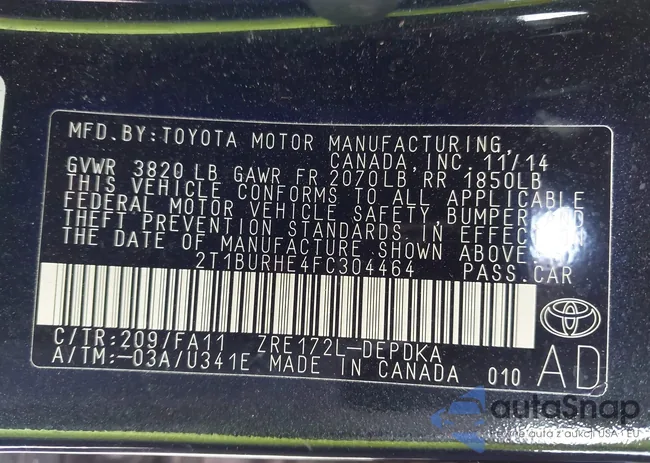 2T1BURHE4FC304464: 44519438