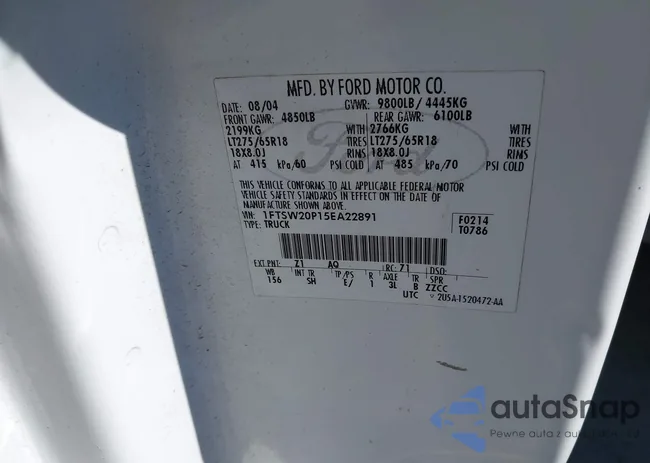 1FTSW20P15EA22891: 44519493