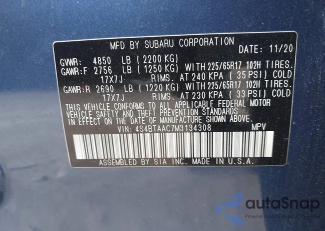 4S4BTAAC7M3134308: 44520850