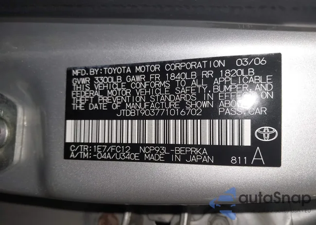 JTDBT903771016702: 44521055