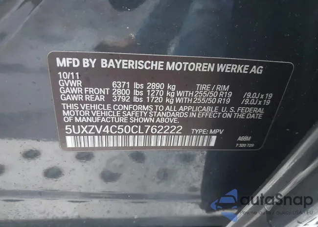 5UXZV4C50CL762222: 44521056