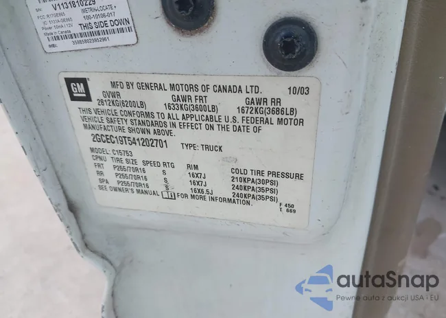 2GCEC19T541202701: 44520250