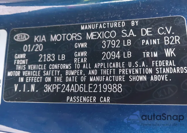 3KPF24AD6LE219988: 44520261