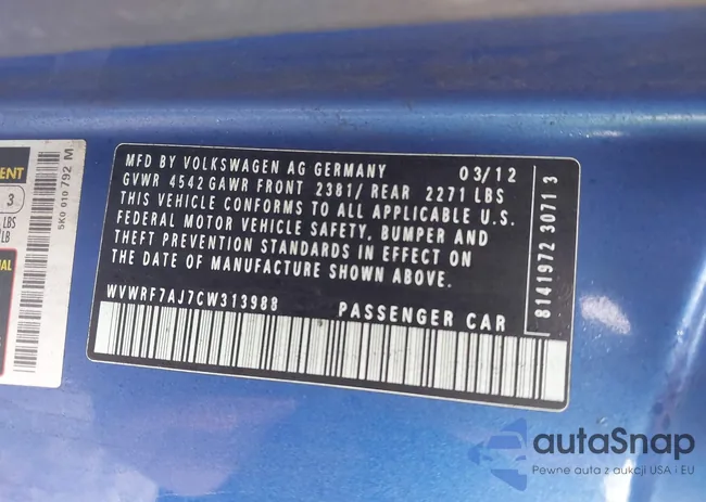 WVWRF7AJ7CW313988: 44520553