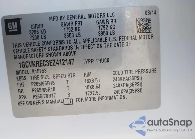 1GCVKREC3EZ412147: 44521680