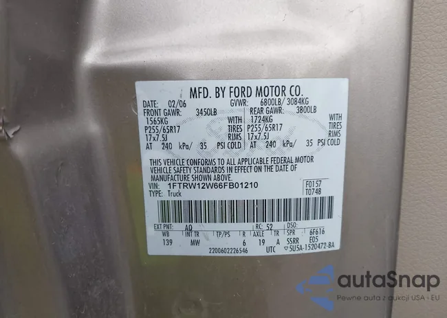 1FTRW12W66FB01210: 44522085