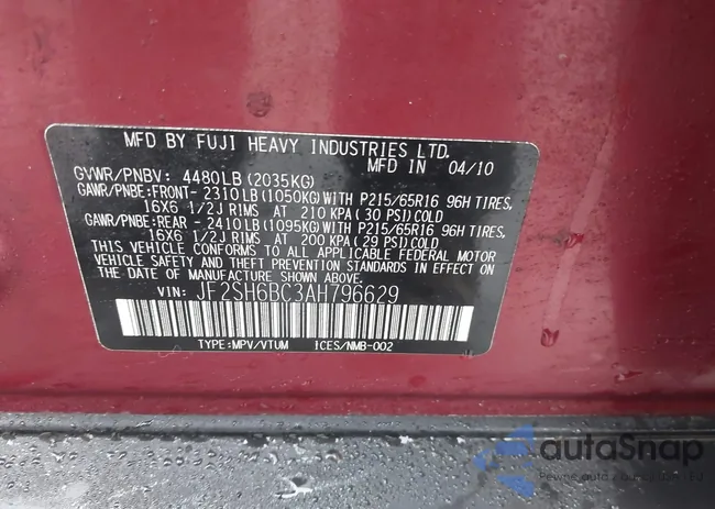 JF2SH6BC3AH796629: 44521371