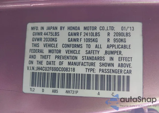 JH4CU2F69DC008318: 44521394