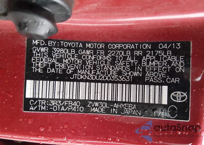 JTDKN3DU2D0353631: 44521420