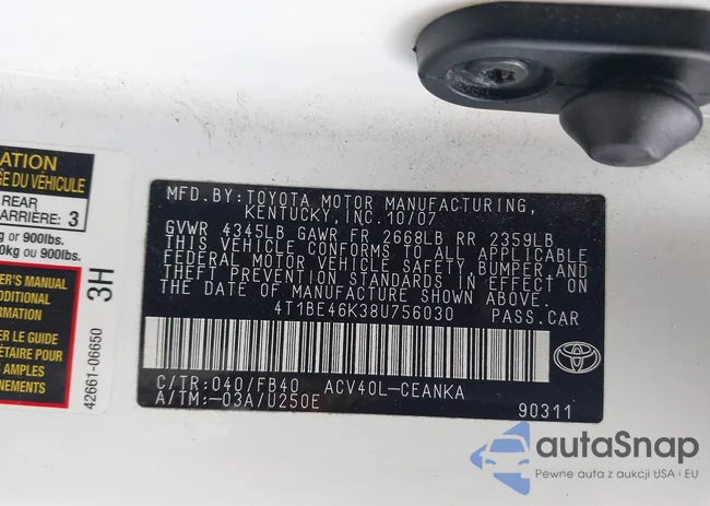 4T1BE46K38U756030: 44522946